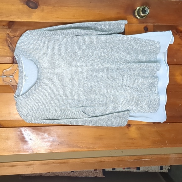 AVALIN* size XL sparkling fooler sweater 3/4 sleeve textured stitch front detail - Picture 7 of 9